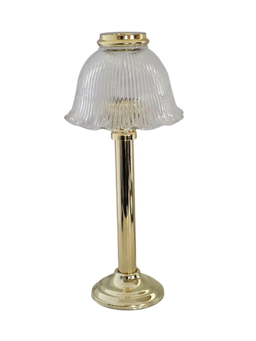 PartyLite Library Candle Lamp candleholder vintage brass retired ruffled 14.5"
